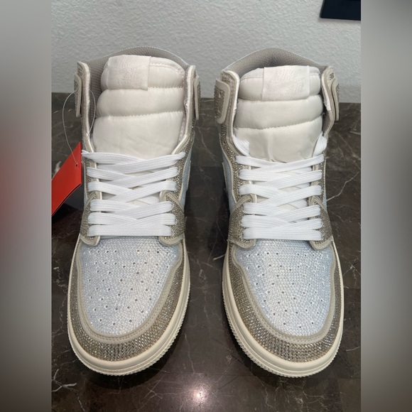 Women’s 8.5: Custom White, Tan & Gold Iced Out Blingged Nike Air - Picture 4 of 11